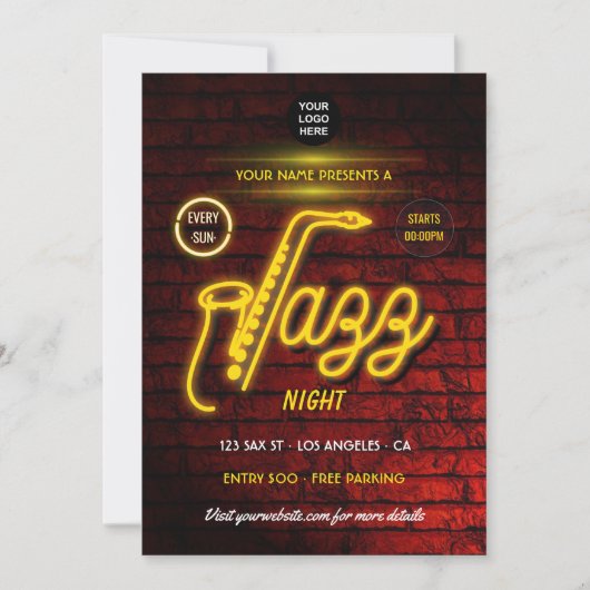 Neon Jazz Music Festival voegen logo uitnodiging t (Voorkant)