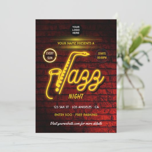 Neon Jazz Music Festival voegen logo uitnodiging t (Staand voorkant)