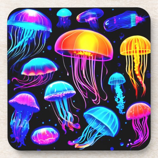 Neon Jellyfish Bier Onderzetter (Voorkant)