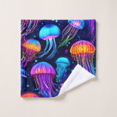 Neon Jellyfish Dreams Bad Handdoek (Wasdoekje)