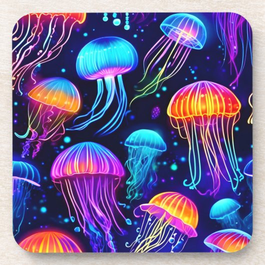 Neon Jellyfish Dreams Bier Onderzetter (Voorkant)