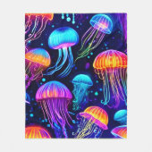 Neon Jellyfish Dreams Fleece Deken (Voorkant)