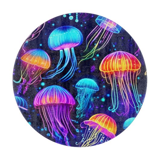 Neon Jellyfish Dreams Snijplank (Voorkant)