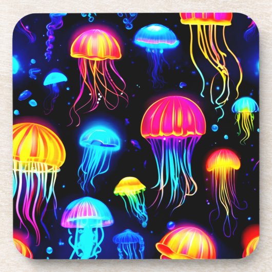 Neon Jellyfish Dreamscape Bier Onderzetter (Voorkant)