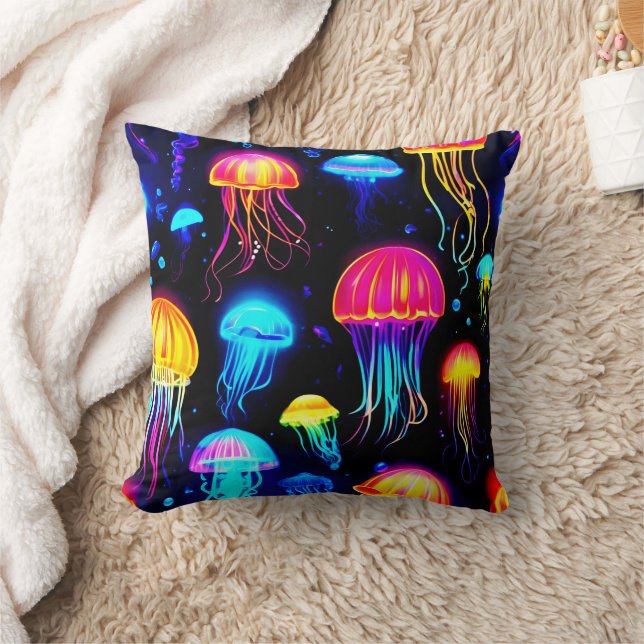 Neon Jellyfish Dreamscape Kussen (Deken)