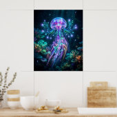 Neon Jellyfish Electric Deep Poster (Keuken)
