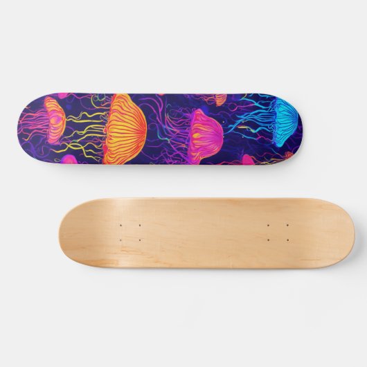 Neon Jellyfish – futuristisch fluorescerend skateb Persoonlijk Skateboard (Horizontaal)