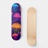 Neon Jellyfish – futuristisch fluorescerend skateb Persoonlijk Skateboard (Voorkant)