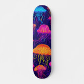 Neon Jellyfish – futuristisch fluorescerend skateb Persoonlijk Skateboard (Voorkant)