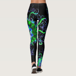 Neon Jellyfish Mandala Yoga Pants Runing Leggings