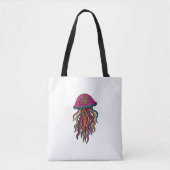 Neon Jellyfish Tote Bag – Trippy Sea Vibes (Voorkant)