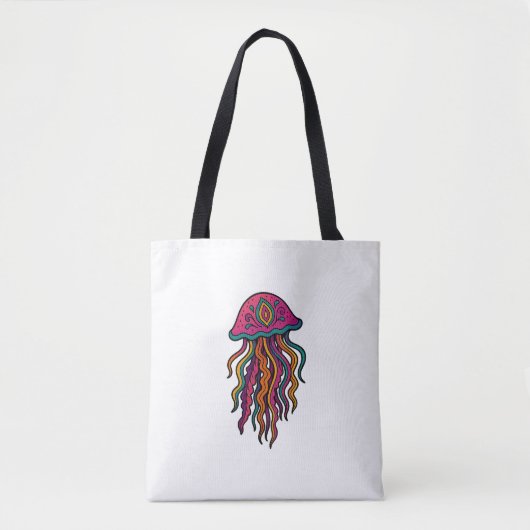 Neon Jellyfish Tote Bag – Trippy Sea Vibes (Voorkant)