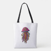 Neon Jellyfish Tote Bag – Trippy Sea Vibes (Achterkant)