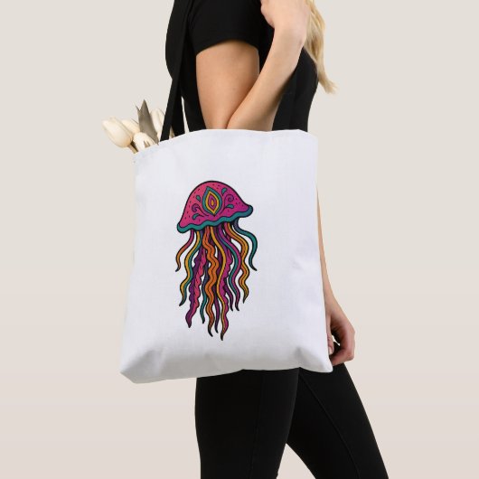 Neon Jellyfish Tote Bag – Trippy Sea Vibes (Dichtbij)