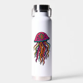 Neon Jellyfish Water Bottle – Trippy Sea Vibes Waterfles (Voorkant)