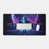 Neon Jet Retro Sci-Fi Planet Art Bureaumat (Keyboard & Muis)