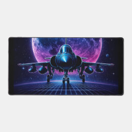 Neon Jet Retro Sci-Fi Planet Art Bureaumat