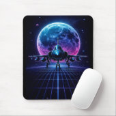Neon Jet Retro Sci-Fi Planet Art Muismat (Met muis)