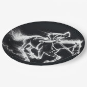 Neon Jockey Op Een Galloping Paard Papieren Bordje (Gekanteld)