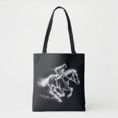 Neon Jockey Op Een Galloping Paard Tote Bag (Voorkant)