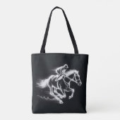 Neon Jockey Op Een Galloping Paard Tote Bag (Achterkant)