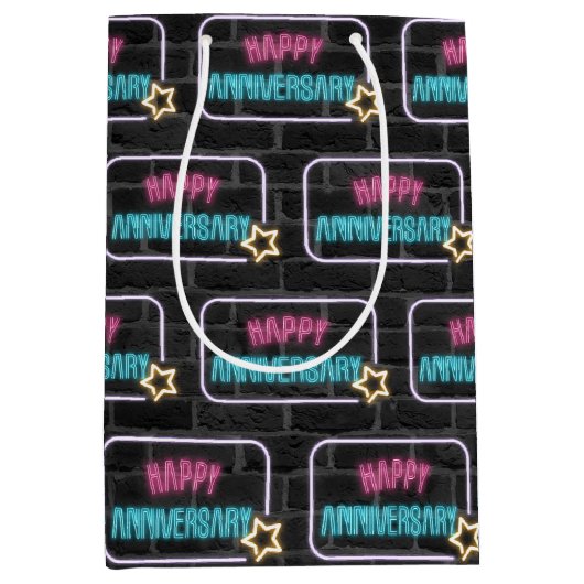 Neon Jubileum Marquee op Brick Medium Cadeauzakje (Voorkant)