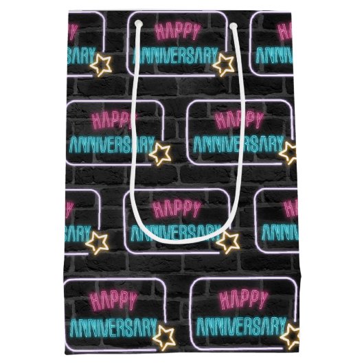 Neon Jubileum Marquee op Brick Medium Cadeauzakje (Achterkant)