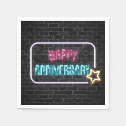 Neon Jubileum Sign On Brick Wall Servet (Voorkant)