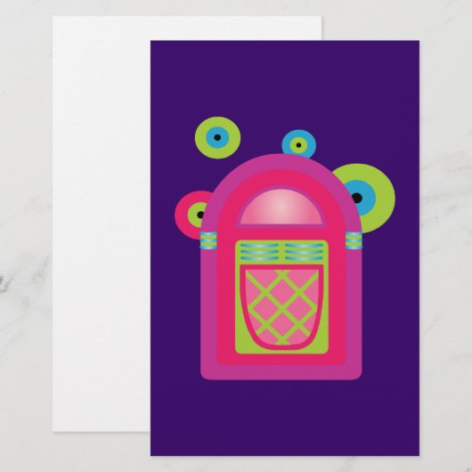 Neon Jukebox Briefpapier (Voorkant / Achterkant)