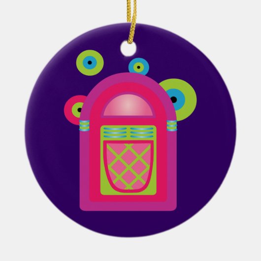 Neon Jukebox Keramisch Ornament (Voorkant)