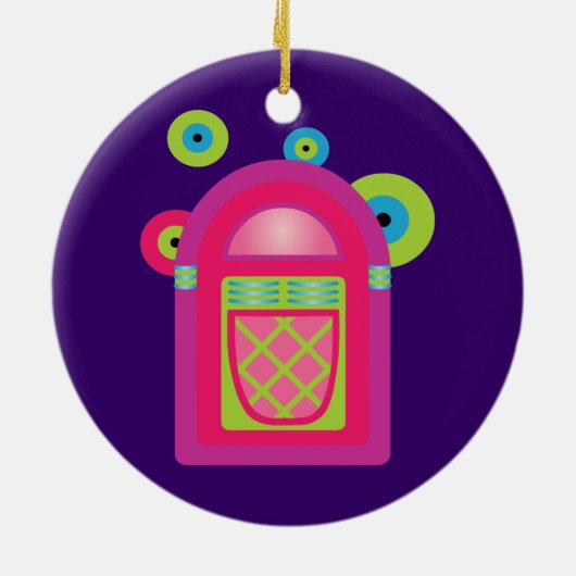 Neon Jukebox Keramisch Ornament (Achterkant)
