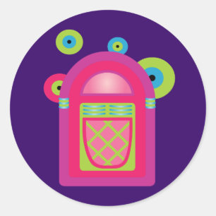 Neon Jukebox Ronde Sticker