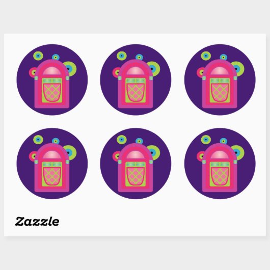 Neon Jukebox Ronde Sticker (Vel)