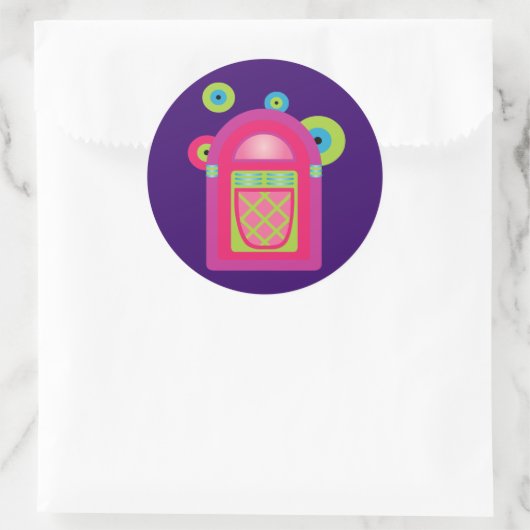 Neon Jukebox Ronde Sticker (Tas)