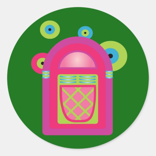 Neon Jukebox Ronde Sticker (Voorkant)
