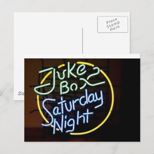 Neon Jukebox-teken Briefkaart (Voorkant / Achterkant)