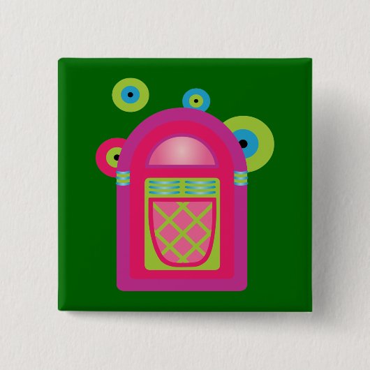 Neon Jukebox Vierkante Button 5,1 Cm (Voorkant)