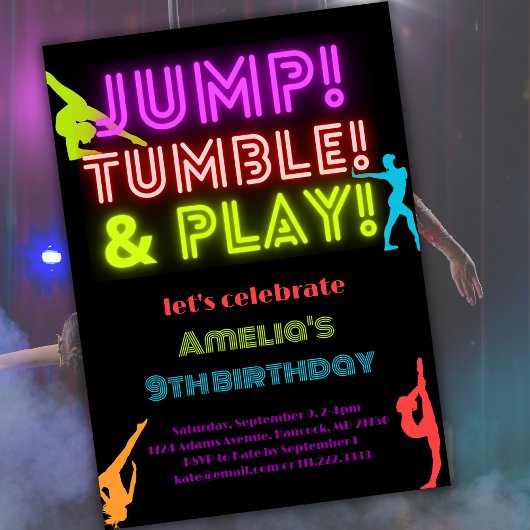 Neon Jump Trumble Speel elke verjaardag gymnastiek Kaart