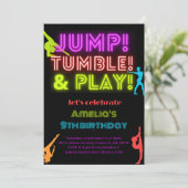 Neon Jump Trumble Speel elke verjaardag gymnastiek Kaart (Staand voorkant)