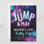 Neon Jump Uitnodiging | Trampoline-partij (Voorkant)