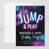 Neon Jump Uitnodiging | Trampoline-partij (Voorkant / Achterkant)