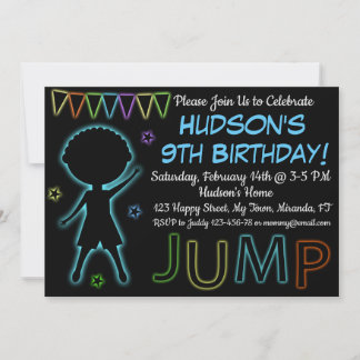 Neon Jump verjaardagsuitnodiging Kaart