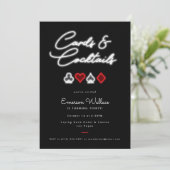 Neon Kaarten & Cocktails Birthday Party Invitation (Staand voorkant)