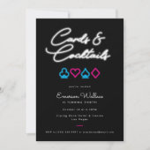 Neon Kaarten & Cocktails Birthday Party Invitation (Voorkant)