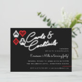 Neon Kaarten & Cocktails Birthday Party Invitation (Staand voorkant)