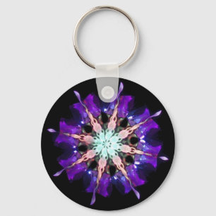 Neon Kaleido-Twist Burst in Purple and Pink Sleutelhanger