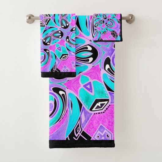 Neon kaleidoscoop , mandala bad handdoek (Insitu)