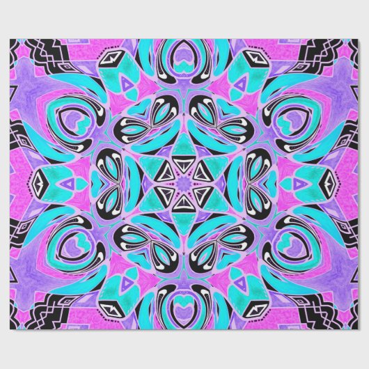 Neon kaleidoscoop , mandala cadeaupapier (Vlak)