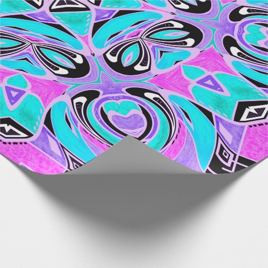 Neon kaleidoscoop , mandala cadeaupapier (Hoek)