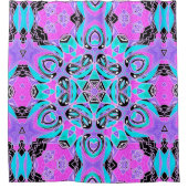 Neon kaleidoscoop , mandala douchegordijn (Voorkant)